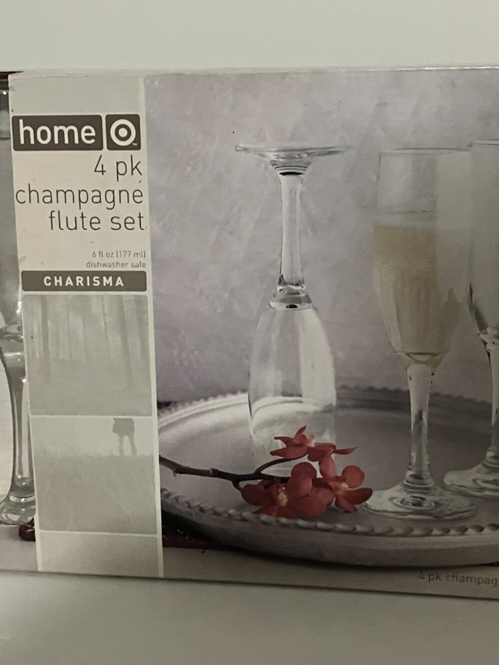 Target Home Champagne Flute Set 4 pack. Charisma Style Glasses. New in box.